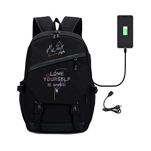 MSJMF Mochila de poliéster BTS Bangtan para niños  KPOP para computadora portátil