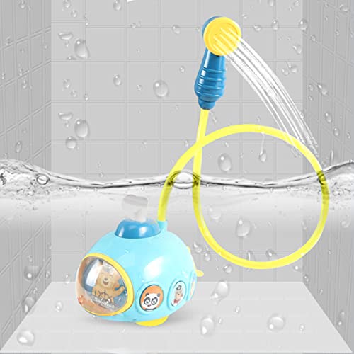 LANHYER Baby Bath Shower Head, Baby Sprinkler Bath Toy, Kids Water Sprayer,Toddler Shower Toy Adsorbable Bath Submarine, Battery Operated Bathtub Water Pump with Hand Shower for Bathtime Play Blue