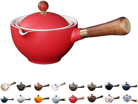 Miniatura 1 de Axurhui - Tetera mágica de gato, juego de té de viaje portátil de cerámica, tetera de rotación 360 e infusor, tetera mágica de gato lindo, juego de