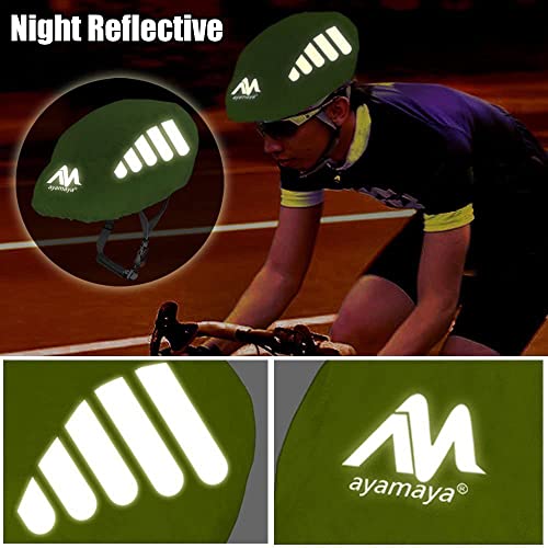 HIKERBRO Bicycle Helmet Rain Covers, Waterproof Cycle Helmet Cover, Bike Helmet Cover with Reflective Stripes, Windproof High Visibility Helmet Covers for Men Women, Large
