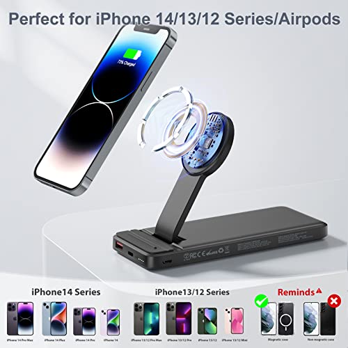 Esorun Magsafe Battery Pack - 10000Mah Foldable Magnetic Wireless Portable Charger, 20W Pd Usb-C Fast Charging 3 In 1 Mag-Safe Power Bank For Apple Iphone 14 13 12 Pro Max Mini, Black #TOP4