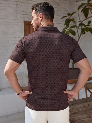 Image of TAGDO Men's Cotton Premium Casual Jacquard Fabric Polo T Shirt for Man | Collar | Half Sleeve | Comfortable Fit with Modern Style | Trendy Look (2067)