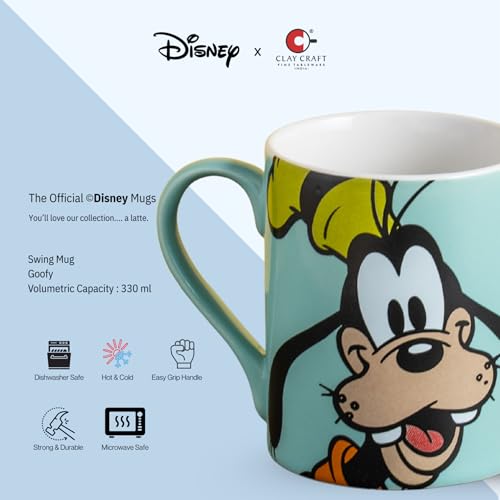 Image of Clay Craft - Official Disney Mugs : Goofy Print, Fine Ceramic Coffee Mug, 360 Ml |Cartoon Character Gift Mug for Kids & Adults | Microwave & Dishwasher Safe