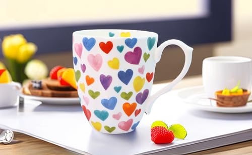 Glen Mila 13oz Cute Coffee Mug for Women Bone China Coffee Mug Cute Mugs Christmas Mugs birthday Gifts for Mom Friends