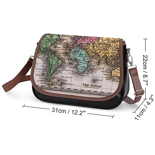 Printed Leather Crossbody Bags Women Shoulder Messenger Bags Designer Satchels Old World Map2