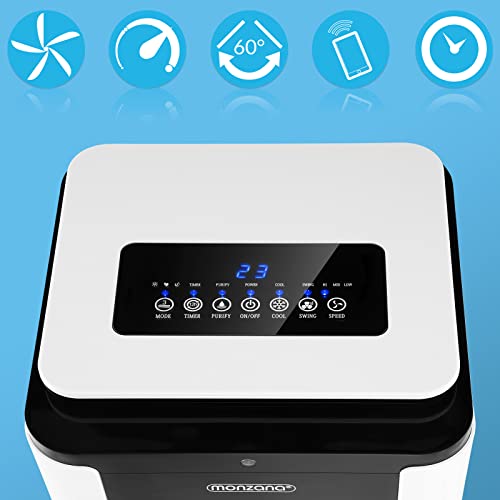 MONZANA® Aircooler 4in1 Fernbedienung 7L Tank Timer Mobil Luftkühler Ionisator Luftbefeuchter Ventilator Klimagerät Turmventilator Säulenventilator – Bild 5