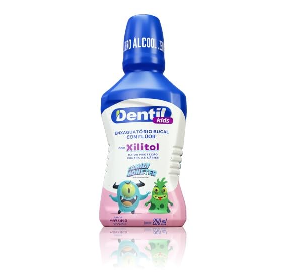 Dentil – Enxaguante Bucal Infantil 250ml Sabor Morango | Com Flúor e Xilitol, Proteção