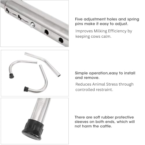 Image of Cow Anti Kick Bar - Adjustable Stainless Steel Milking Leg Holder & Kick Stopper for Cows and Buffalo, Dairy Farm Safety Restrainer Bar | Adjustable