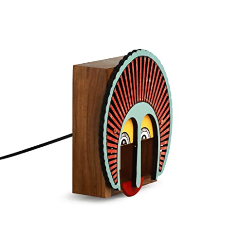Image of ExclusiveLane Wooden Wall Lamp Wall Lights for Living Room | 'Gleeful Smile' Sheesham & Pine Wood Handpainted Decorative Wall Hanging Light for Home Decor (9 Inch, Without Bulb)