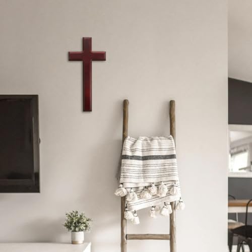 Crucifijo cristiano tradicional NUOBESTY adorno de madera maciza premium 4