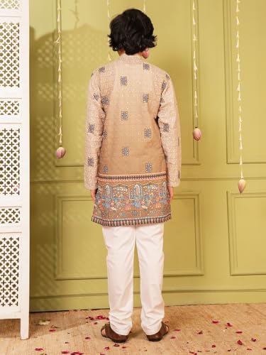 Image of AJ DEZINES Kurta Pajama For Kids Boys | Cotton Printed Chikankari Kurta Pyjama Set For Boys | Traditional & Festive Outfit | Party & Ethnic Wear | Stylish Kids Kurta Set