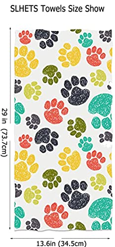 Slhets Cute Dog's Paw Prints Hand Towels Colorful Doodle Paw Prints Small Bath Towel Soft Absorbent Kitchen Dish Towels For Bathroom/Kitchen Decoration Hotel Gym Spa Sweat Towels 13.6 * 29' #TOP1