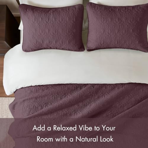 Image of Madison Park Luxurious Cotton Damask Quilt Set, 3PC King /Cal King Bed Set