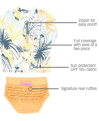 Image of RuffleButts Baby /Toddler Girls Rash Guard 2-Piece Swimsuit Set - Long Sleeve Bikini with UPF 50+ Sun Protection