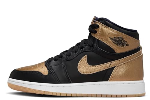 Air Jordan 1 High OG Big Kids' Shoes (FD1437-071, Black/Sail/Metallic Gold) Size 5