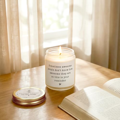 Image of Gifts for Women Men, Inspirational Thank You Gifts Candle 7Oz | Friendship, Thank You Gift, Birthday Gift for Woman Man Friend Teacher Mom Girlfriend Sister, You Are Awesome Candle Lavender