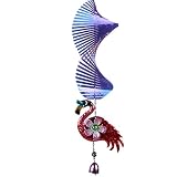 2 in 1 Reflective Metal Wind Spinners & Wind Chimes for Outside, with 360° Rotating Hook , Flamingo