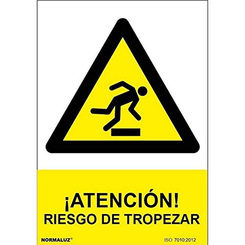 Señal ¡Atención! Riesgo De Tropezar Con Tintas Uv | Adhesivos De Vinilo - 150 X 200 Mm En Oferta Normaluz Rd35614 - Señal Adhesiva ¡Atención! Riesgo De Tropezar Adhesivo De Vinilo 15X20 Cm Con Cte, Ripci