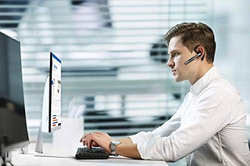 ICOMTOFIT Bluetooth Headset, Wireless Bluetooth Earpiece V5.0 IPX7 Hands-Free Earphones with Built-in Mic for Driving/Business/Office, Compatible with iPhone and Android-Gray