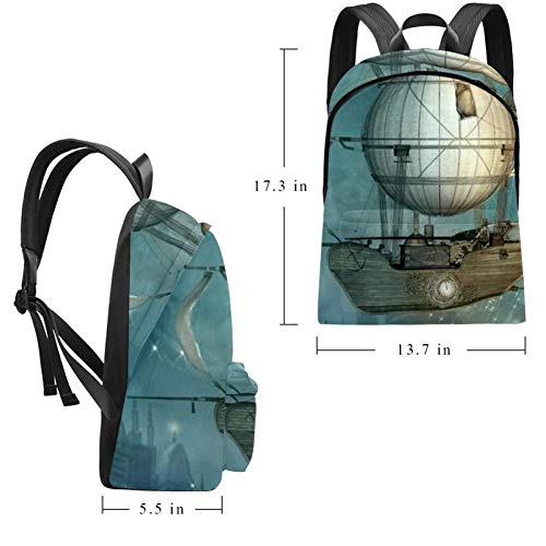 Steampunk Airship Flies Over Futuristic Town Backpack Shoulder Bag Daypack for School Boys Girls steampunk buy now online