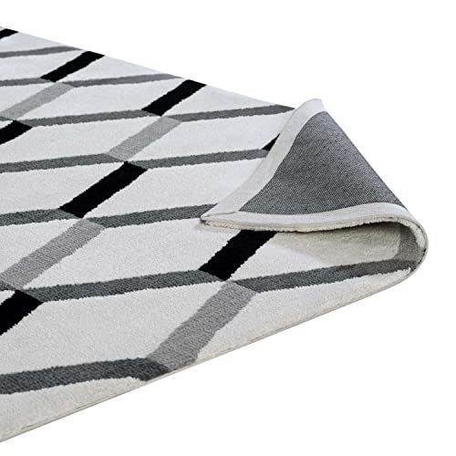 Modway Sigrun Geometric Chevron 5X8 Area Rug With Contemporary Design In Black And White #TOP3