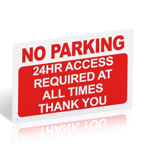 NO PARKING 24HR ACCESS REQUIRED AT ALL TIMES Warning Sign with 4 Pre-Drilled Holes - Durable and Weatherproof PVC Rigid Plastic Sign, 300 x 200 x 1mm, Self-Adhesive No Parking Signs Outdoor