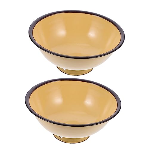 CIYODO 2 piezas Cuencos Esmaltados Vintage Tazones Prácticos para Arroz Ramen y Ensalada Vajilla Resistente para Uso Doméstico y Picnic