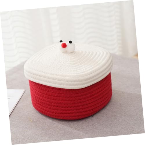 Panier de rangement en coton avec couvercle rouge petit format