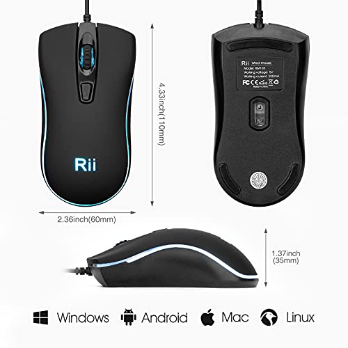 Rii Wired Mouse, Rm105 Usb Computer Mouse,Rgb Optical 1600 Dpi Office Mice For Pc,Computer,Laptop,Desktop,Windows (10 Pack) #TOP6
