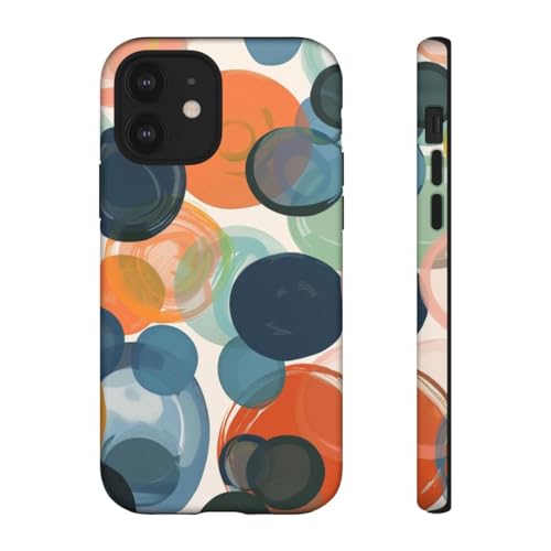 Coque orange iPhone 12 motif abstrait cercles colorés pour un style urbain unique