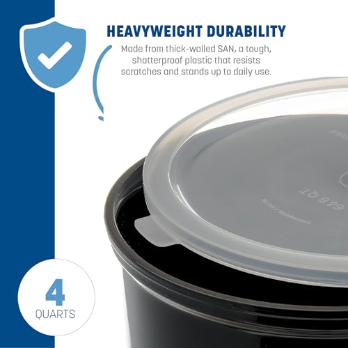 Carlisle FoodService Products Classic Round Storage Container Crock with Lid for Kitchen, Restaurants, Home, Plastic, 4 Quarts, Black, (Pack of 6) by Carlisle FoodService Products - Image 2