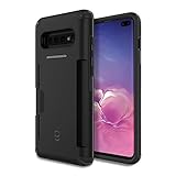 Galaxy S10+ Plus Wallet Case for Samsung Galaxy S10 Plus, PATCHWORKS ✔️Military Grade Certified✔️Anti-Slip✔️Dual Layer Protection✔️Impact Resistant✔️Up to 3 Cards Slot [Level Wallet Series], Black