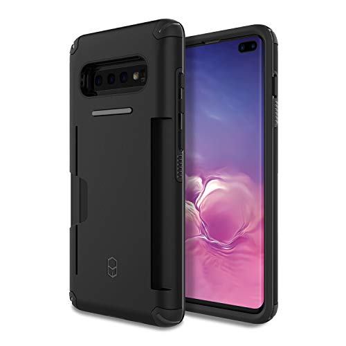 PATCHWORKS Galaxy S10 Plus Case [Level Wallet Series] Rugged Hybrid Shockproof Dual Layer TPU + PC Case [Military Grade Drop Test Certified] [Wireless Charging Compatible], Black