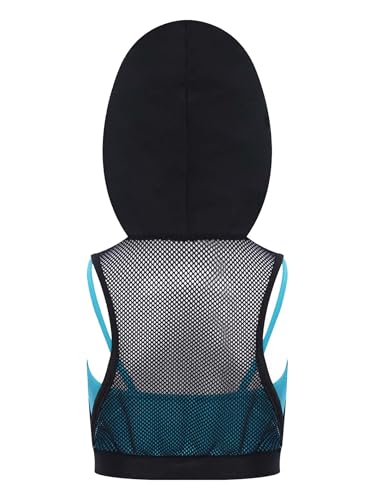Kids Girls Crop Tank Top Mesh Hoodie Build-in Camisole Jazz Hip Hop Dance Top Casual Daily Wear2