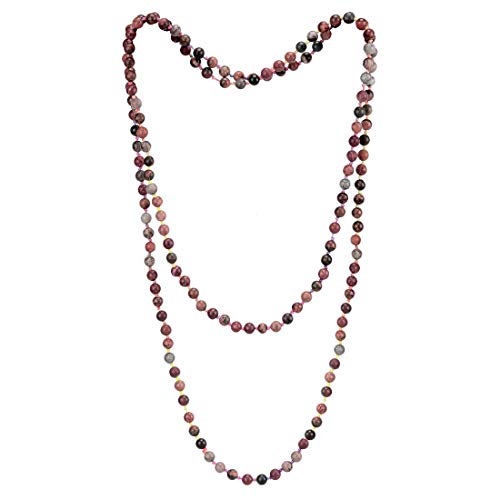 Cat Eye Jewels Mens Womens Beaded Necklace 6MM 48 Inch Picasso Jasper Semi-Precious Stone Beads Long Endless Infinity Necklaces for Men Women Girls L020