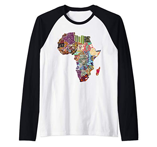 Diseño de mapa orgullo de África de patrón étnico Africano Camiseta Manga Raglan Cover