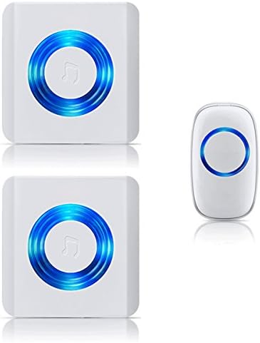 Wireless Caregiver Pager Smart Call System 1 SOS Call Button, PENCK Waterproof Door Entry Bell Chime, 500-Ft Range, 52 Melodies, 4 Volume Levels, 2 Plug-in Receivers, LED Flash