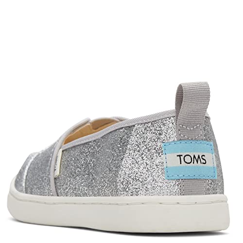 TOMS Niñas Glitter Alpargata Mocasines, Blanco Plata, 30.5 EU Cover