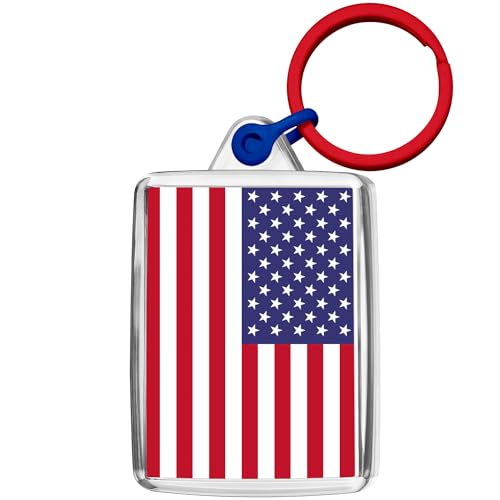 Pixly® Porte-clés drapeau des États-Unis d'Amérique - Souvenir - Cadeau souvenir américain, claire, M