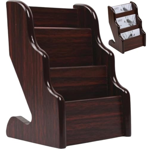 Porte-cartes de visite en bois Sanfly pour ranger un bureau encombré