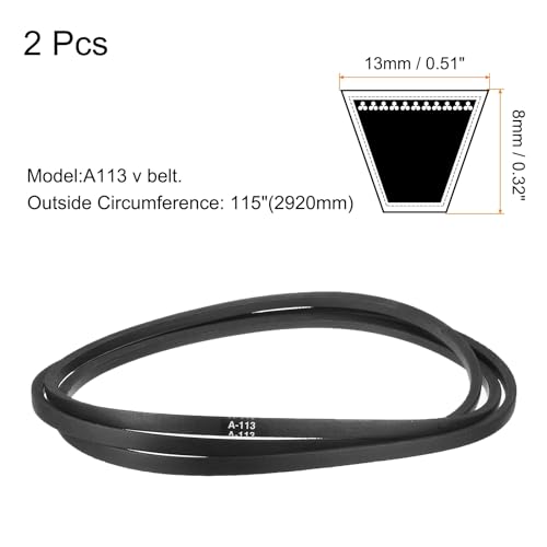 Image of uxcell 2pcs A113 or 4L1150 Classic Wrapped Rubber V-Belt, 113 inch(2870mm) Inside Circumference, A Profile V Belt