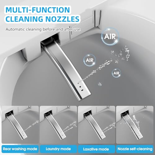Image of Smart Toilet with Bidet Built In with Warm Water Sprayer and Dryer, Foot Sensor Operation,Heated Seat with LED Display for Bathroom,One Piece Bidet Toilet with Auto Dual Flush (WHITE L88 PRO MAX)