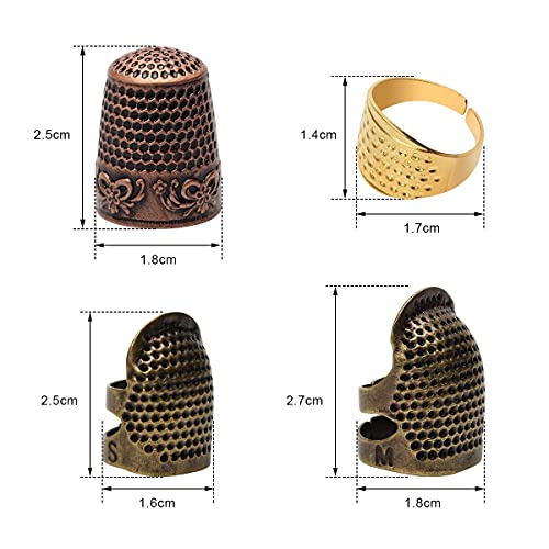 4 Piece Sewing Thimble Hand-Working Sewing Thimble Finger Protector Adjustable Metal Finger Shield Ring Needlework Fingertip Diy Sewing Tools Accessories #TOP1