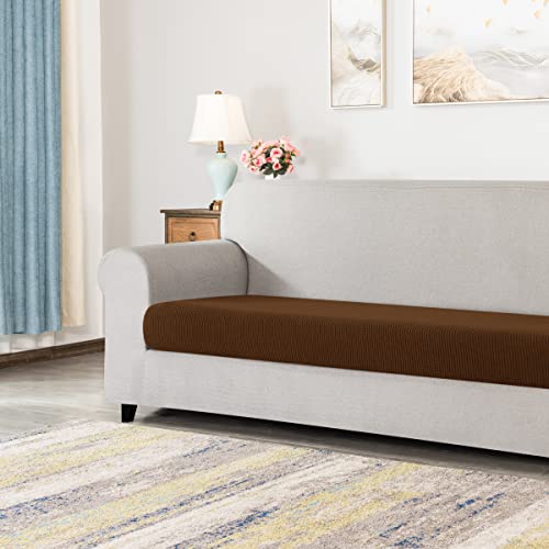 Image of CHUN YI Stretch Loveseat Couch Cushion Cover Suitable for 2 Settee, Sofa Seat Slipcover with Spandex Jacquard Fabric(Medium,Coffee)