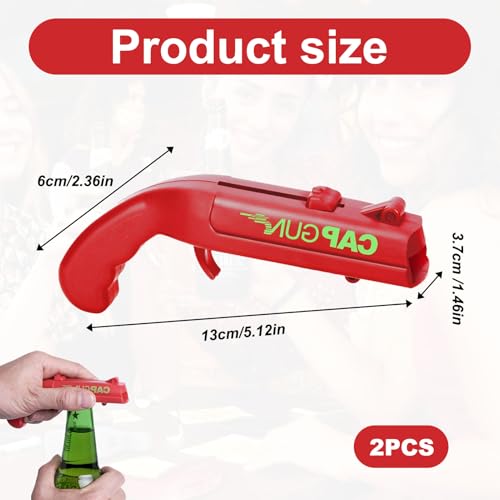 Flaschenöffner Pistole,2 Stück Lustige Schuss Flaschenöffner,Biergeschenke für Männer,Bieröffner im Pistolen-Design,FlaschenöffnerLustig für Den Einsatz Zu Hause,In Der Bar Oder Auf Partys(Grau,Rot)