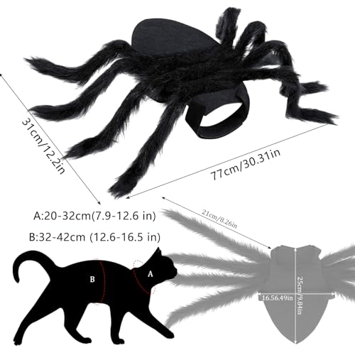 Xbessc Halloween Spinnen Kostüm Haustier, Filz Hundekostüm Spinnenkostüm, Katzen Urlaub Dekoration, Halloween Plüsch Spinne Kostüme für Kleine Bis Mittelgroße Hunde und Katzen Verstellbar Schwarz
