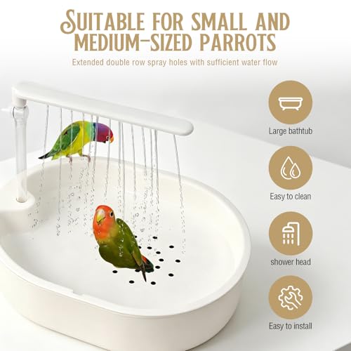 Bañera para loros y ducha de pájaros con bomba USB para jaulas de mascotas 5