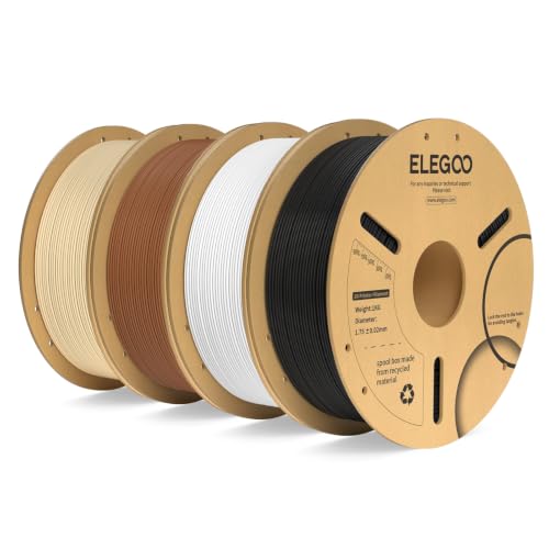 Image of ELEGOO PLA Plus Filament 1.75mm Bundle 4KG, PLA+ Tough 3D Printer Filament Dimensional Accuracy + /- 0.02mm, 4 Pack 1kg Spool(Black /White /Brown /Beige)