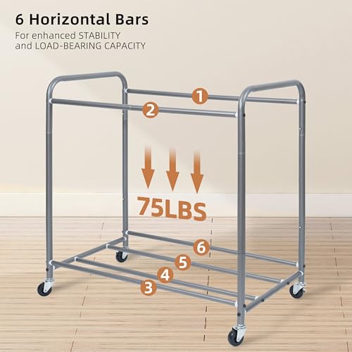Gray Laundry Sorter with Locking Wheels and Removable Bags
