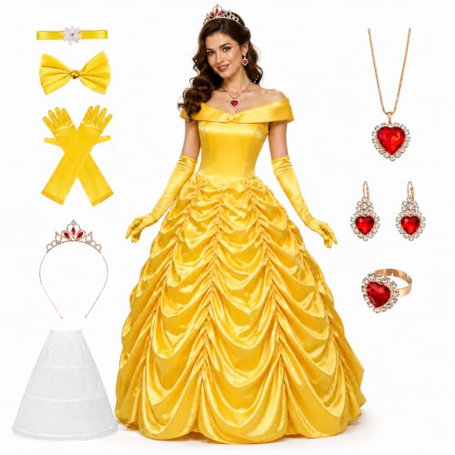 Tinyones Yellow Princess Women's Suit, Halloween Costume, Adult Party Dress